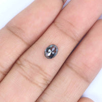 Natural Loose Oval Salt And Pepper Diamond Black Grey Color 0.54 CT 5.96 MM Oval Shape Rose Cut Diamond L2488