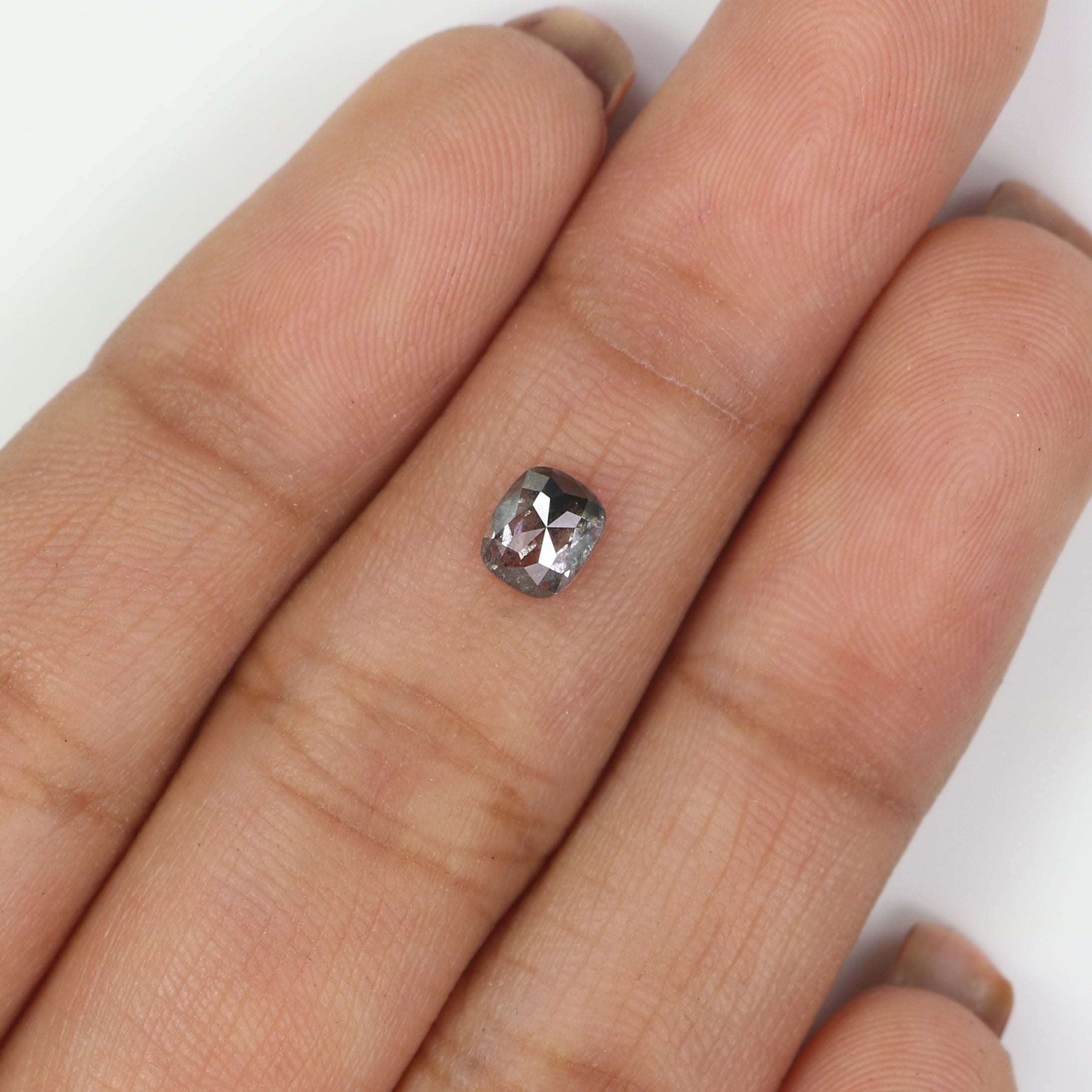 0.61 CT Natural Loose Cushion Shape Diamond Salt And Pepper Cushion Shape Diamond 5.20 MM Black Grey Color Cushion Rose Cut Diamond QL2717