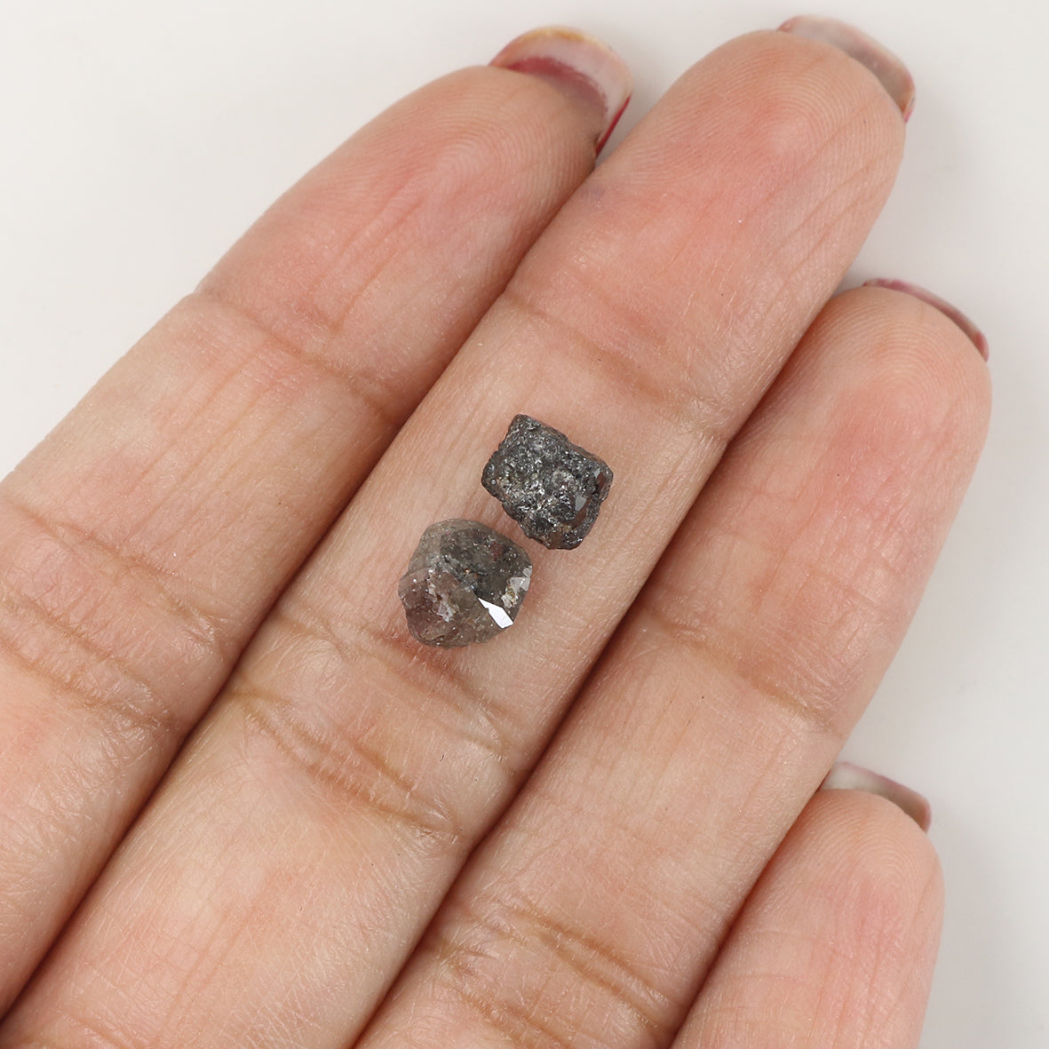 Natural Loose Rough Salt And Pepper Diamond Black Grey Color 2.75 CT 6.23 MM Rough Facet Shape Diamond KR2467