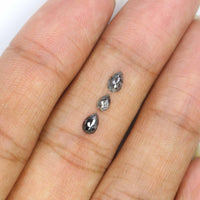Natural Loose Pear Diamond, Salt And Pepper Pear Diamond, Natural Loose Diamond, Pear Rose Cut Diamond, 0.48 CT Pear Cut Diamond KR2645