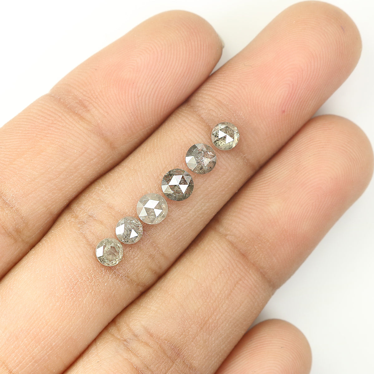 1.66 Ct Natural Loose Round Rose Cut Diamond Salt And Pepper Round Shape Diamond 3.70 MM Natural Black Grey Round Rose Cut Diamond QLB1133