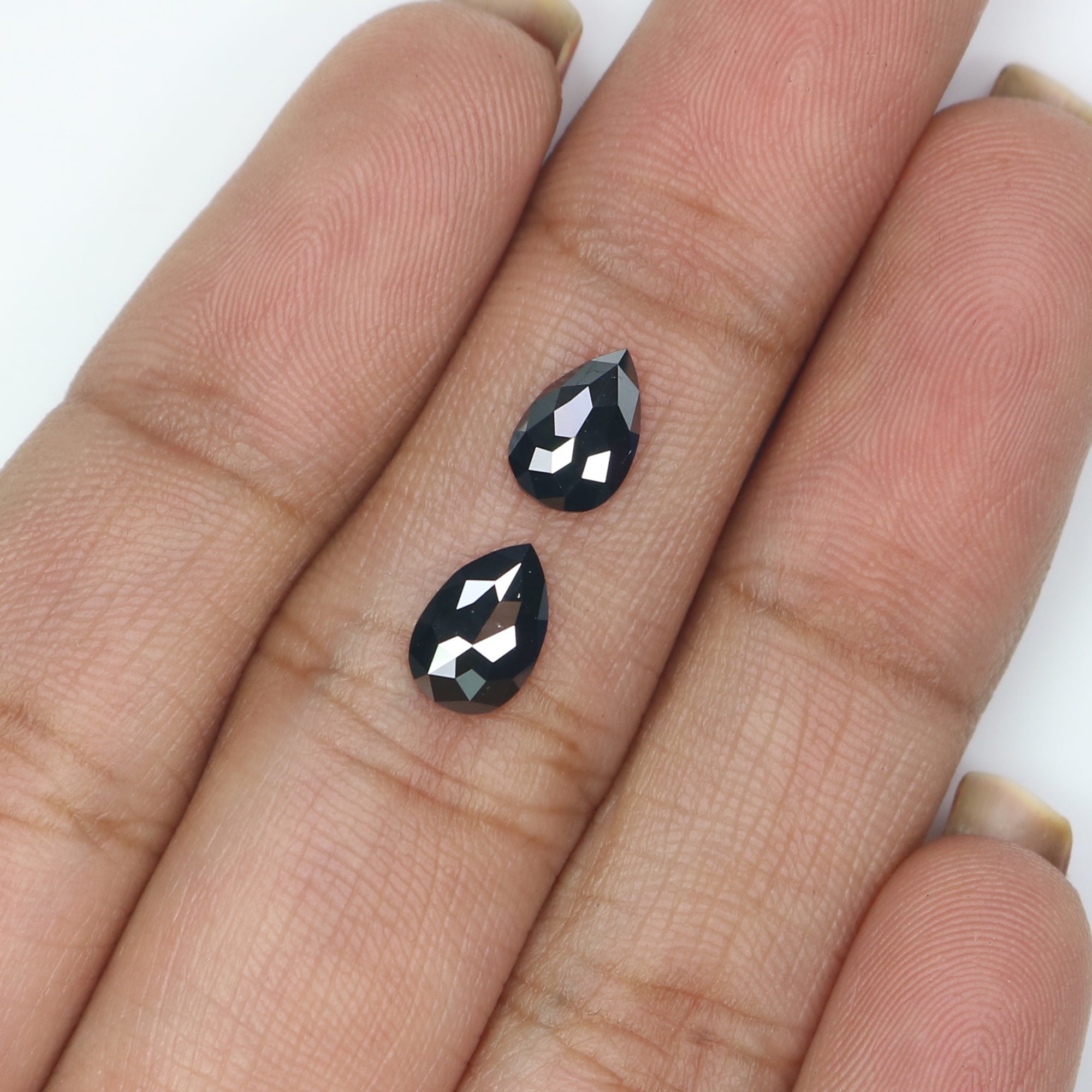 1.02 CT Natural Loose Pear Cut Pair Diamond Black Color Pear Shape Diamond 7.45 MM Natural Loose Black Diamond Pear Rose Cut Diamond LQ2723