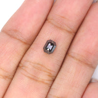 Natural Loose Emerald Salt And Pepper Diamond Black Grey Color 0.83 CT 5.20 MM Emerald Shape Rose Cut Diamond L7414
