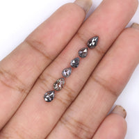 Natural Loose Pear Salt And Pepper Diamond Black Grey Color 1.66 CT 4.20 MM Pear Shape Rose Cut Diamond L790