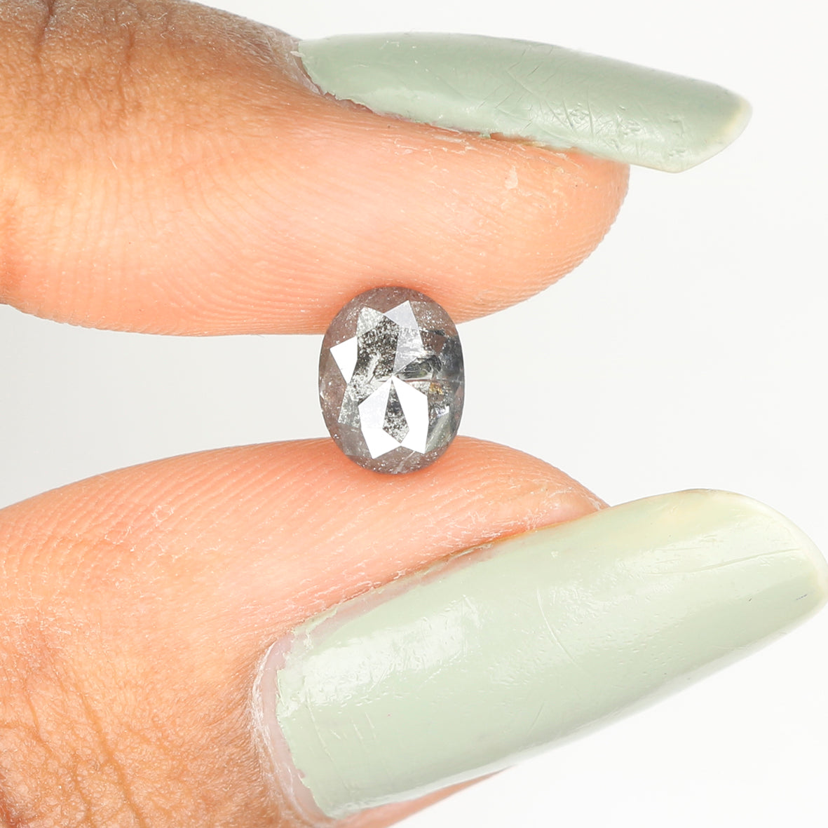 1.04 CT Natural Loose Oval Shape Diamond Salt And Pepper Oval Rose Cut Diamond 7.10 MM Black Grey Color Oval Shape Rose Cut Diamond QL324