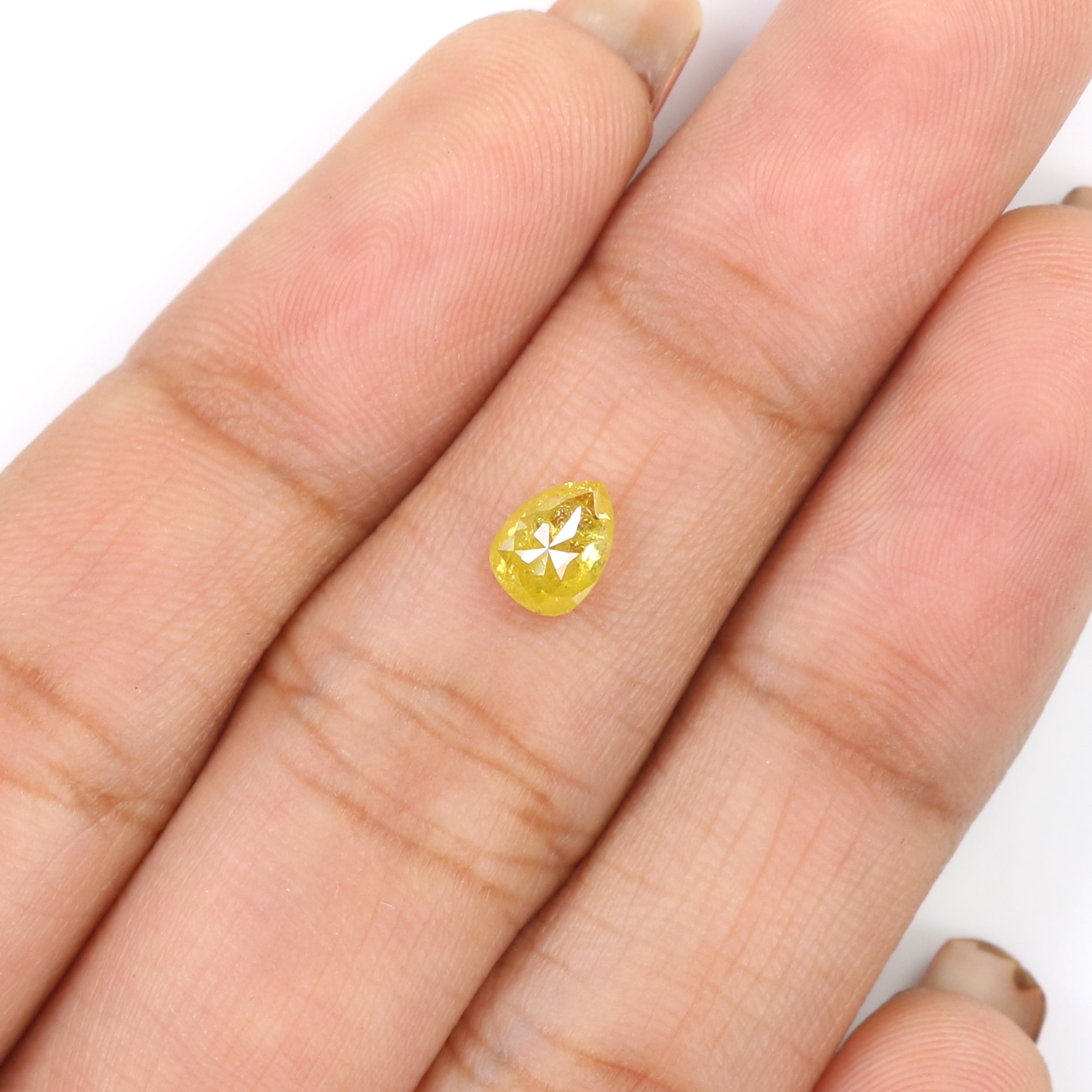 Natural Loose Pear Diamond Yellow Color 0.57 CT 5.90 MM Pear Shape Rose Cut Diamond KR2500