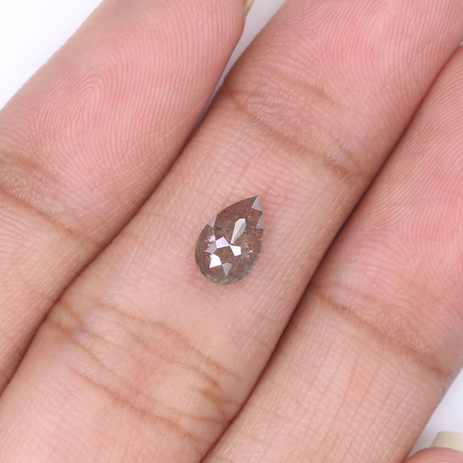 0.63 CT Natural Loose Pear Shape Diamond Brown Color Pear Cut Diamond 7.10 MM Natural Loose Grey Color Diamond Pear Rose Cut Diamond LQ7355