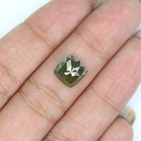 Natural Loose Square Green Color Diamond 2.71 CT 8.36 MM Square Shape Rose Cut Diamond KDL2463