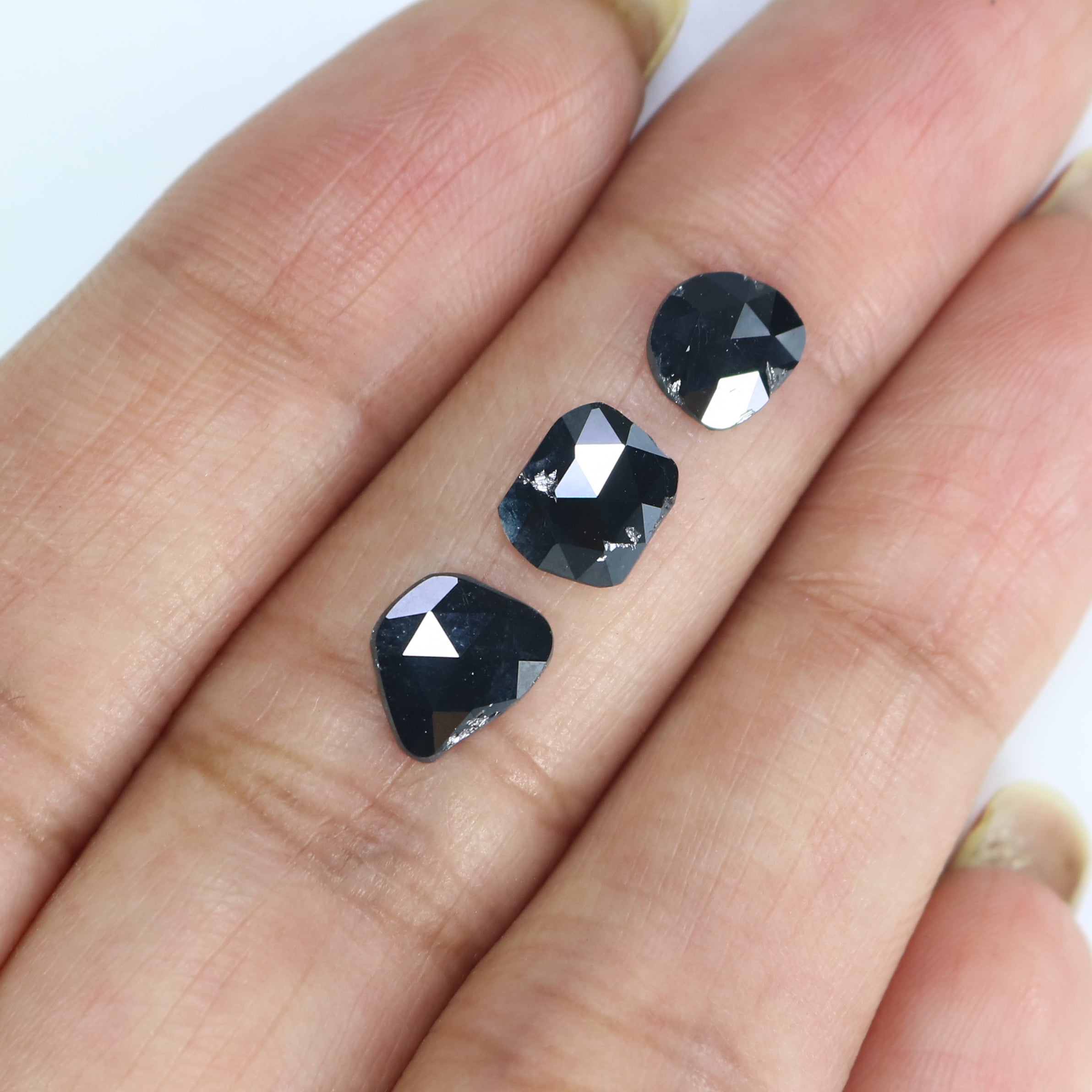 1.60 CT Natural Loose Slice Shape Diamond Black Color Slice Cut Diamond 7.55 MM Natural Loose Black Color Slice Rose Cut Diamond LQ2670