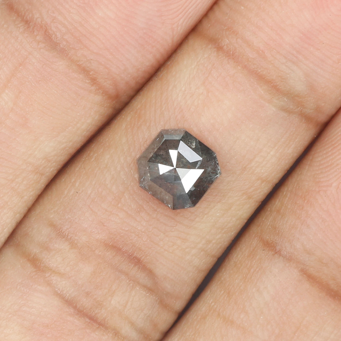 1.08 CT Natural Loose Emerald Shape Diamond Salt And Pepper Emerald Cut Diamond 6.50 MM Natural Black Grey Emerald Rose Cut Diamond QL7004