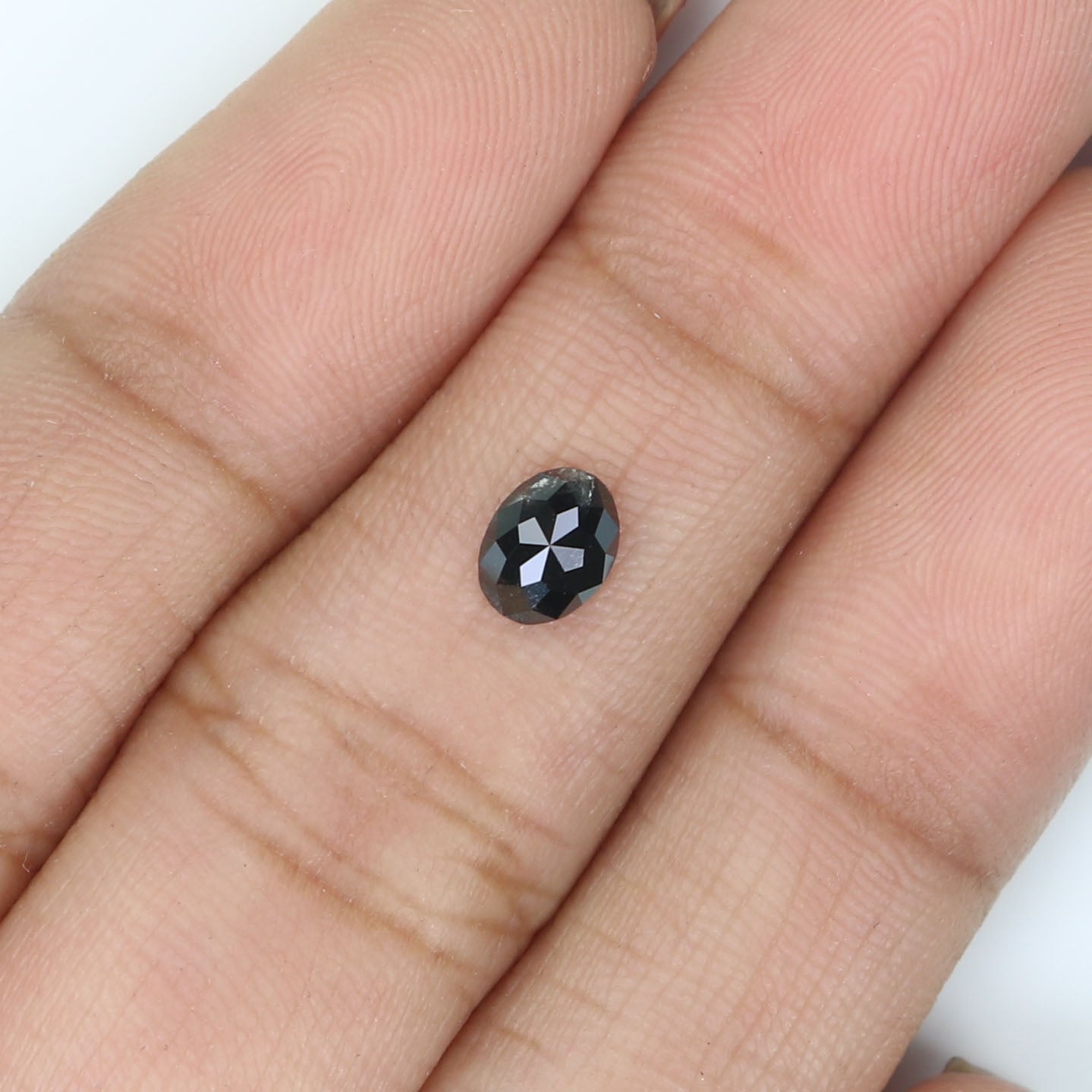 0.43 CT Natural Loose Oval Shape Diamond Salt And Pepper Oval Diamond 5.65 MM Natural Loose Black Grey Color Oval Rose Cut Diamond KQ2582