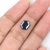 Natural Loose Hexagon Diamond Black Color 1.97 CT 9.24 MM Hexagon Shape Rose Cut Diamond L9328