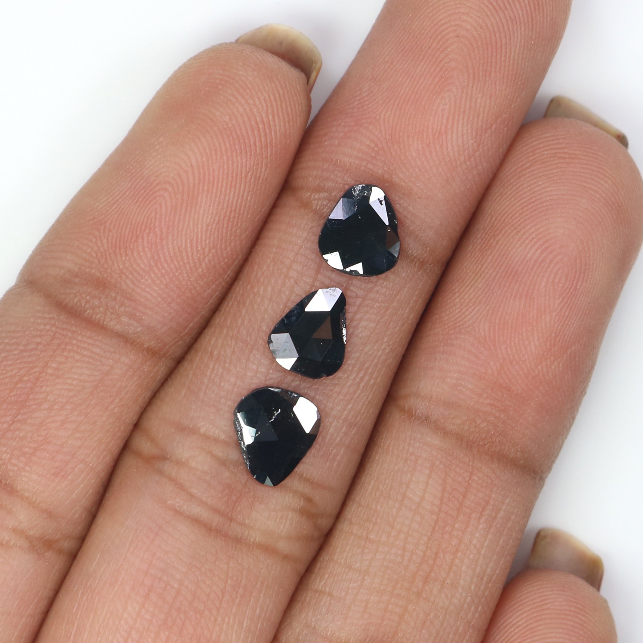 0.97 CT Natural Loose Slice Shape Diamond Black Color Slice Cut Diamond 6.75 MM Natural Loose Black Color Slice Rose Cut Diamond KQ2627