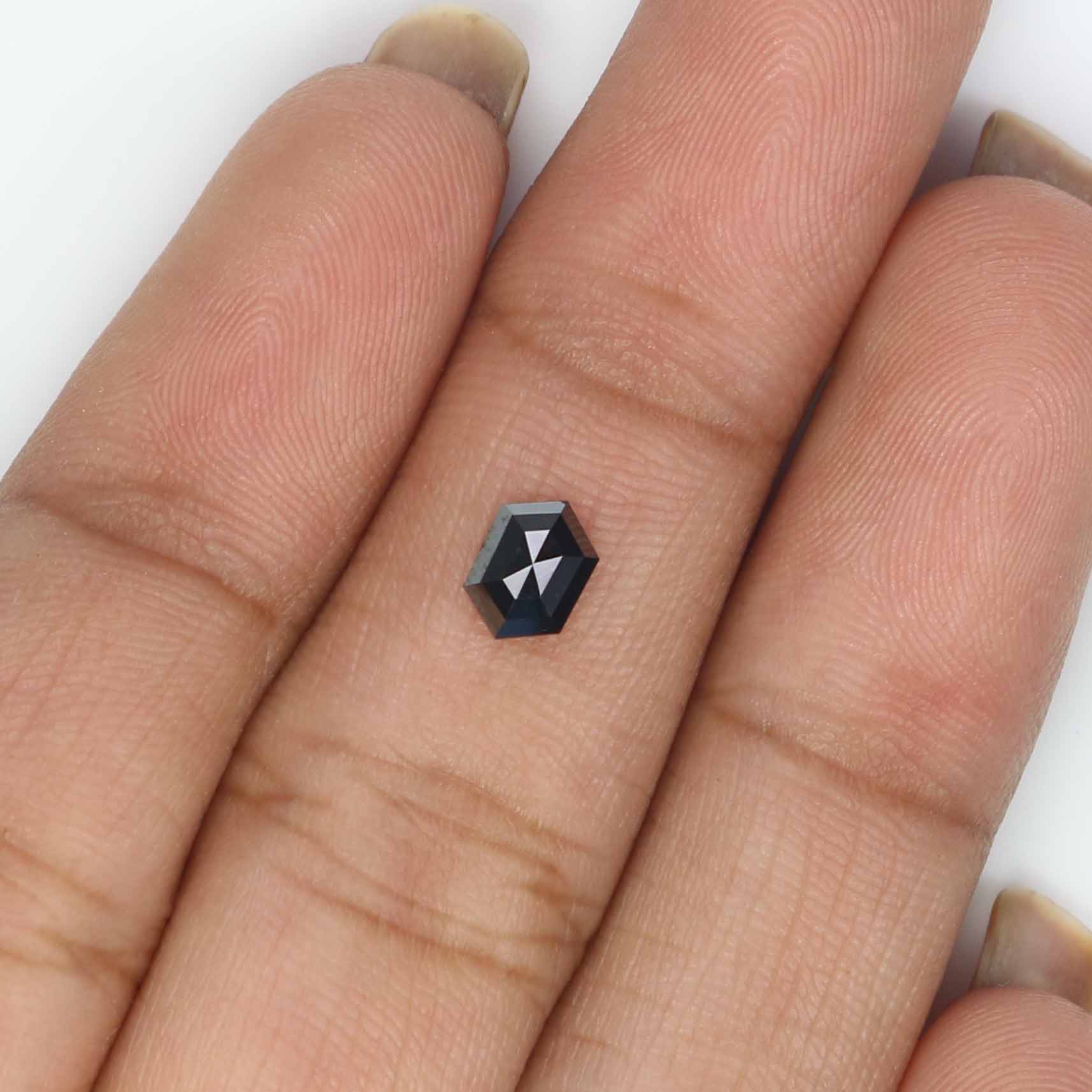 0.42 CT Natural Loose Hexagon Shape Diamond Black Color Hexagon Diamond 5.90 MM Natural Loose Black Color Hexagon Rose Cut Diamond KQ2647