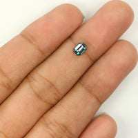 0.41 Ct Natural Loose Diamond, Emerald Cut Diamond, Blue Diamond, Polished Diamond, Rose Cut Diamond, Rustic Diamond, Antique Diamond KR2371