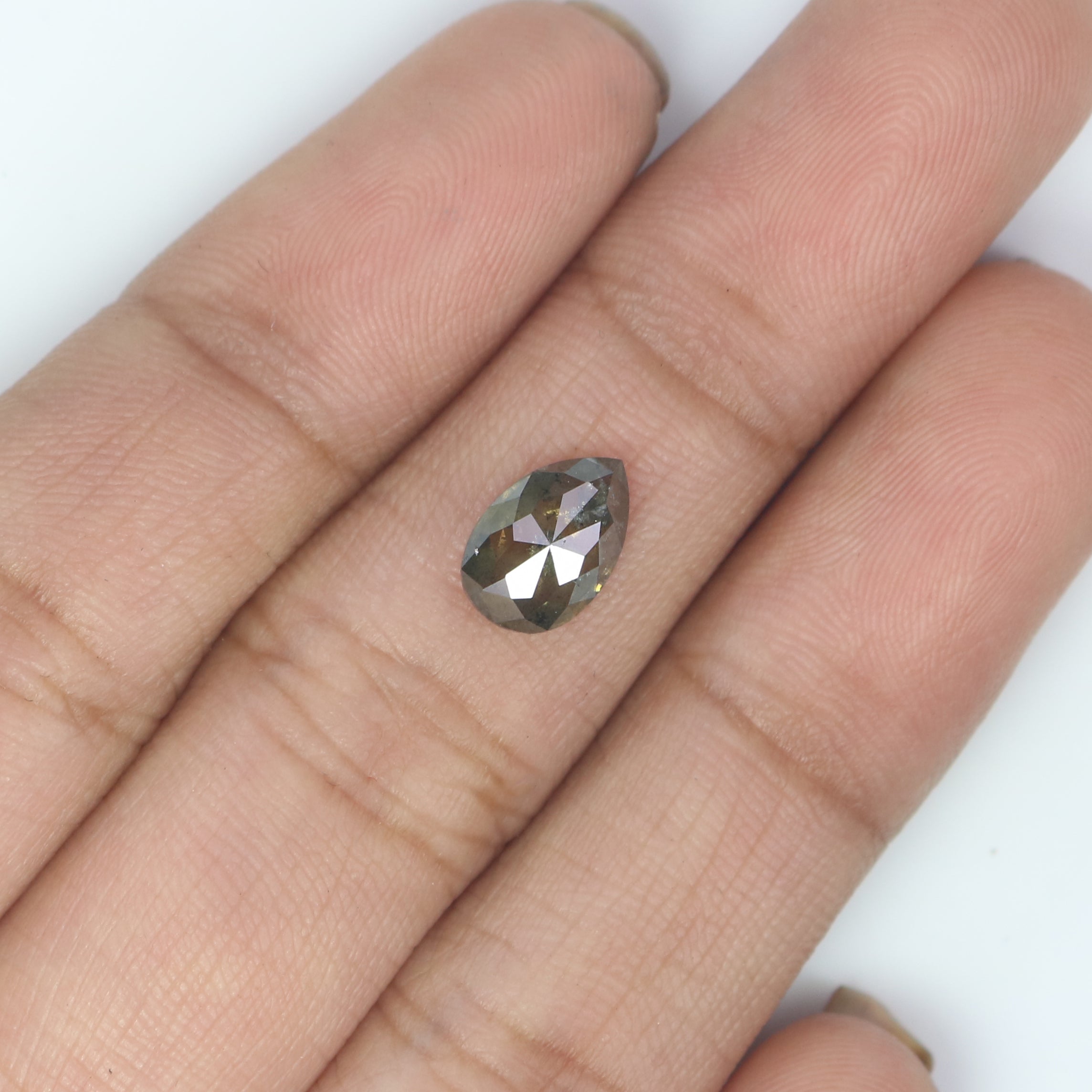 1.16 CT Natural Loose Pear Diamond Green Color Pear Diamond 8.70 MM Natural Loose Diamond Pear Rose Cut Diamond Pear Shape Diamond QK2608