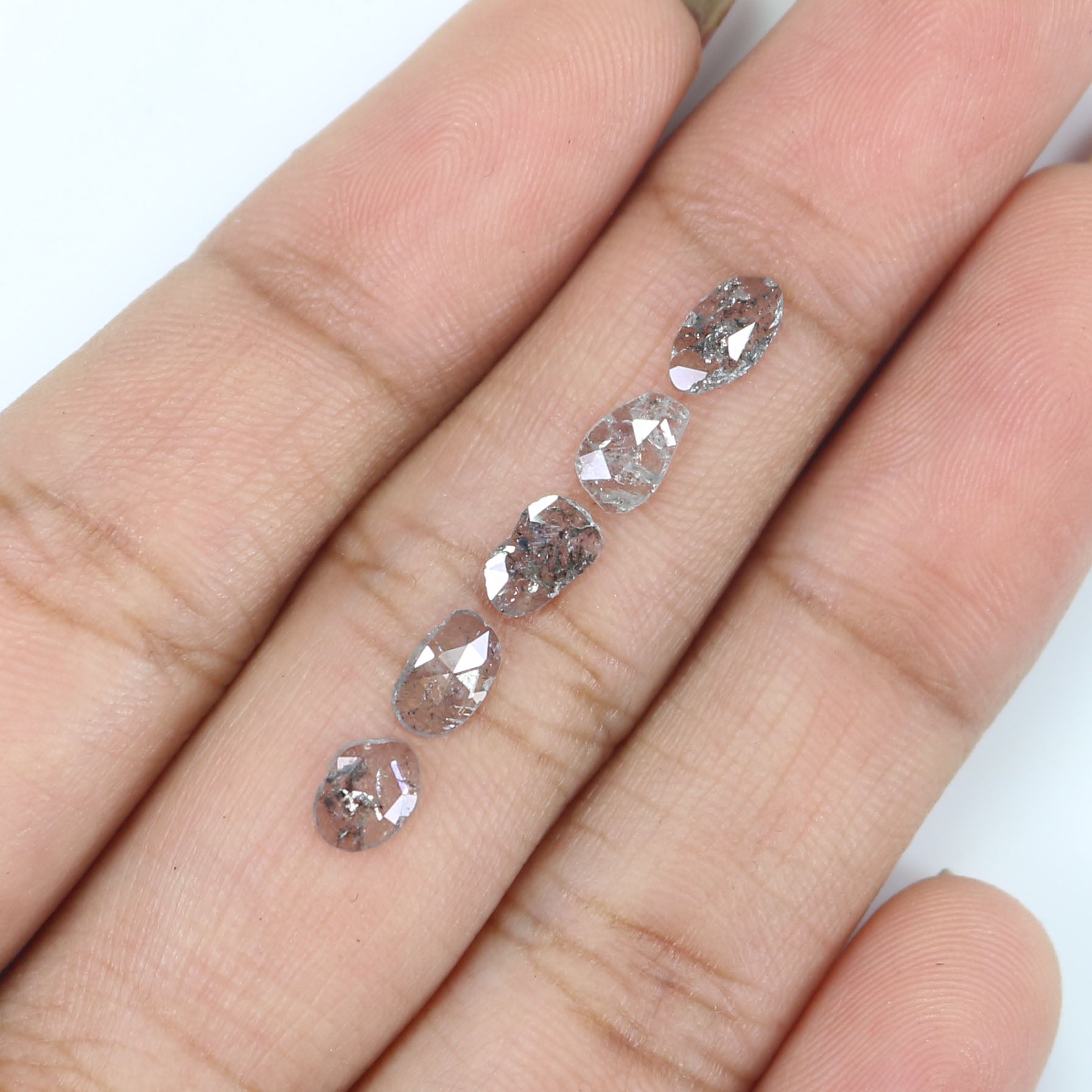 1.04 Ct Natural Loose Slice Shape Diamond Salt And Pepper Slice Cut Diamond 5.50 MM Natural Black Grey Color Slice Rose Cut Diamond LQ2520