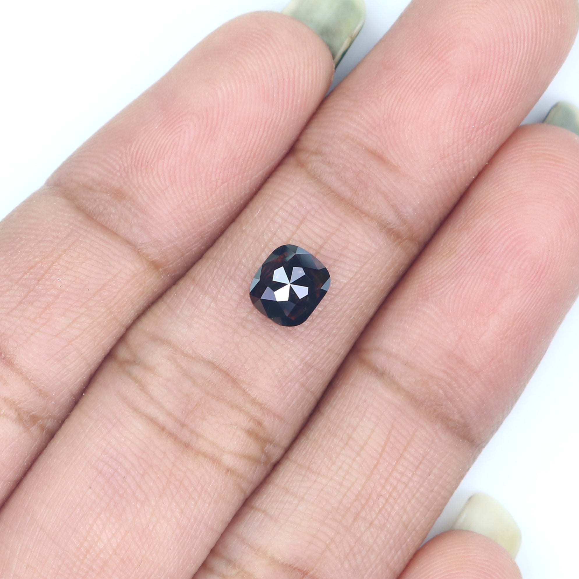 0.75 CT Natural Loose Cushion Shape Diamond Black Color Cushion Diamond 5.80 MM Natural Black Diamond Cushion Shape Rose Cut Diamond KQ2084