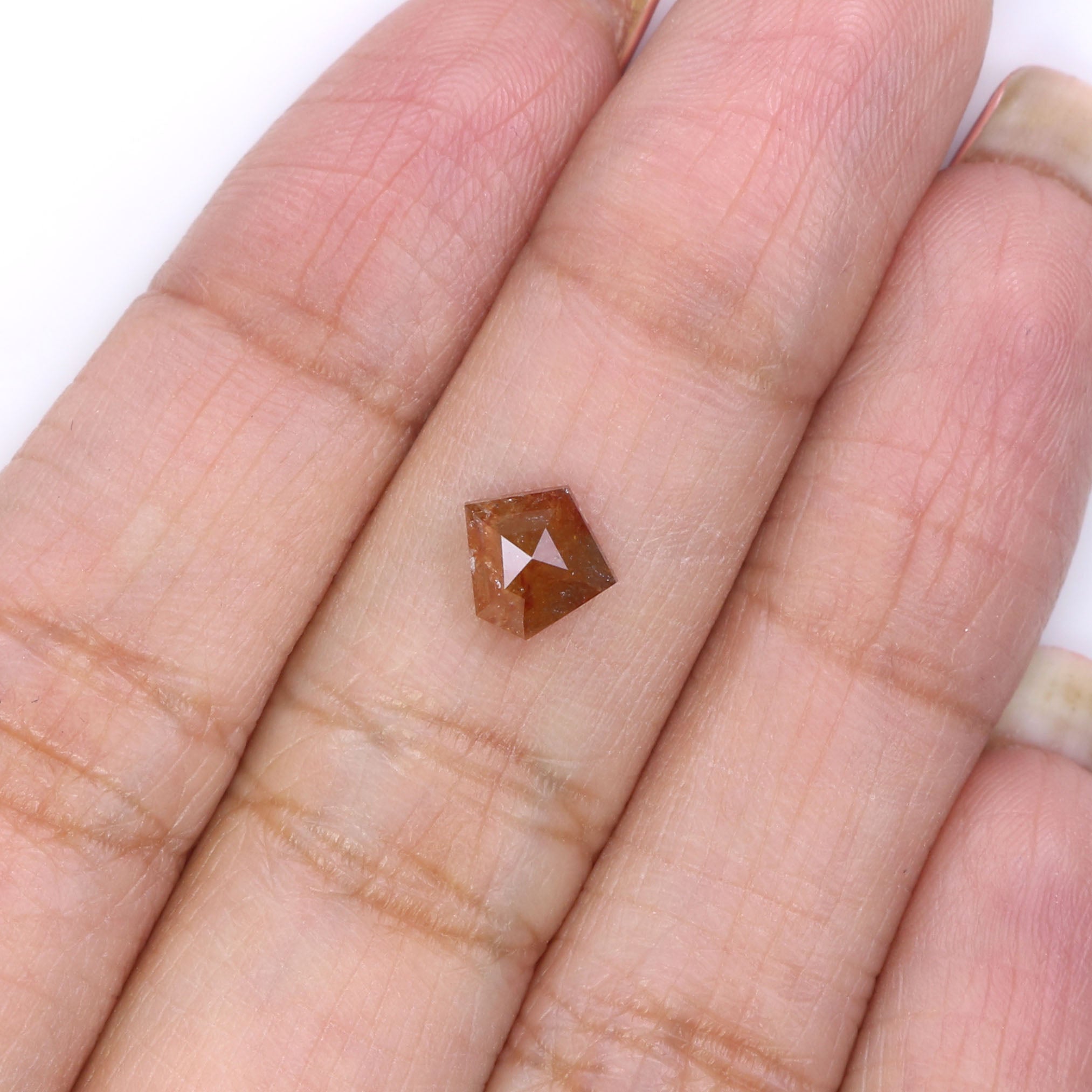 0.88 Ct Natural Loose Pentagon Shape Diamond Brown Color Pentagon Diamond 6.50 MM Natural Loose Brown Color Pentagon Rose Cut Diamond LQ9675