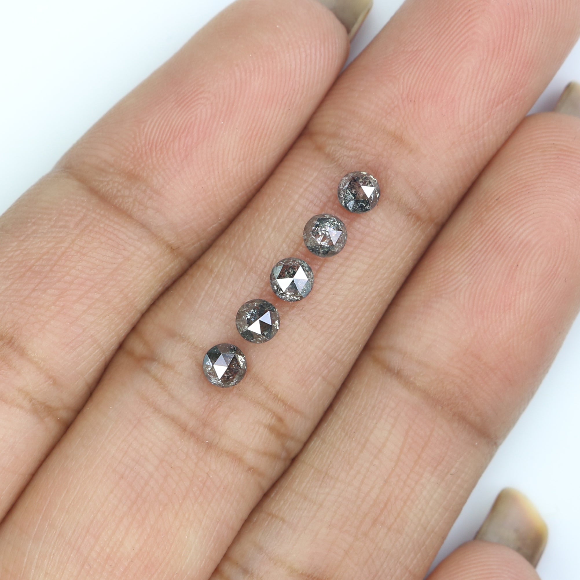 1.05 Ct Natural Loose Round Rose Cut Diamond Salt And Pepper Round Diamond 3.20 MM Natural Black Grey Color Round Rose Cut Diamond KQ2649