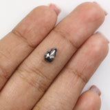 0.96 CT Natural Loose Pear Shape Diamond Salt And Pepper Pear Rose Cut Diamond 7.90 MM Black Grey Color Pear Shape Rose Cut Diamond QL1526