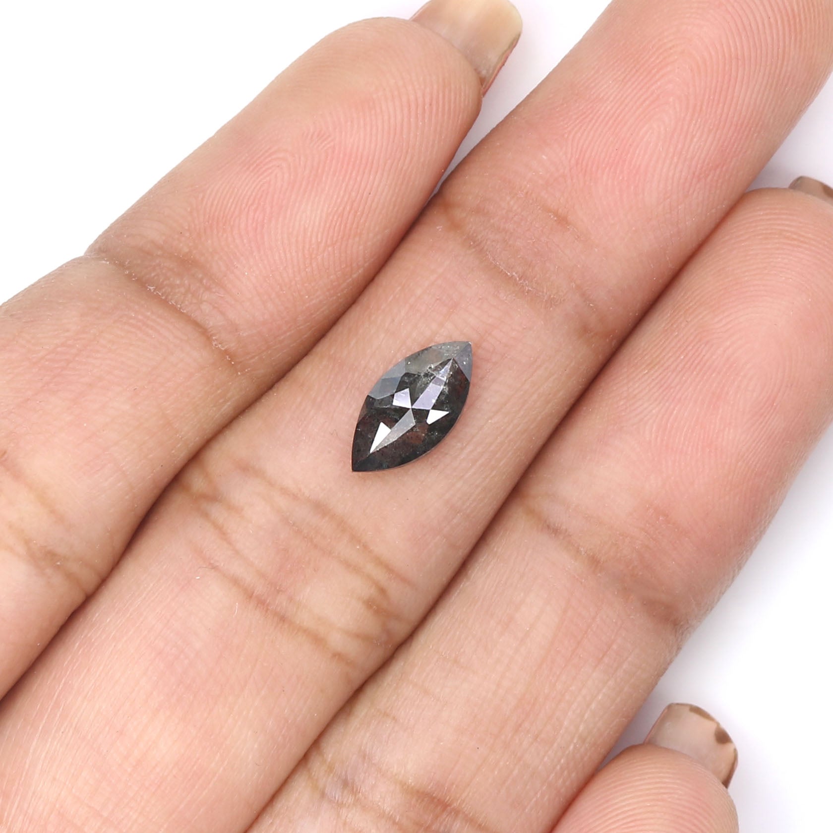 0.88 CT Natural Loose Marquise Shape Diamond Salt And Pepper Marquise Rose Cut Diamond 9.45 MM Black Grey Color Marquise Cut Diamond LQ2160