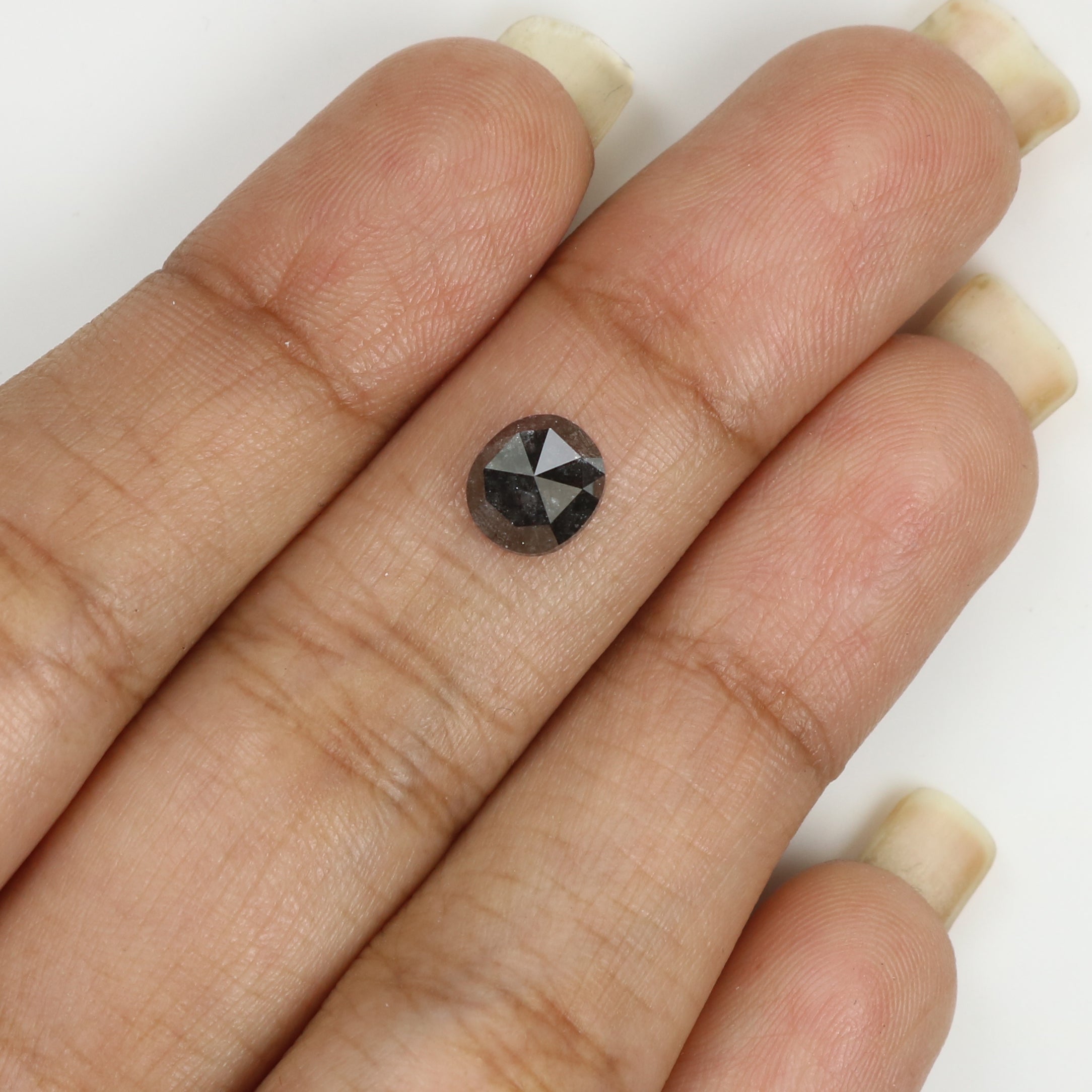 1.44 CT Natural Loose Oval Shape Diamond Salt And Pepper Oval Rose Cut Diamond 7.10 MM Black Grey Color Oval Shape Rose Cut Diamond LQ8009