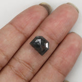 Natural Loose Shield Salt And Pepper Black Grey Color Diamond 2.54 CT 9.45 MM Shield Shape Rose Cut Diamond L7578