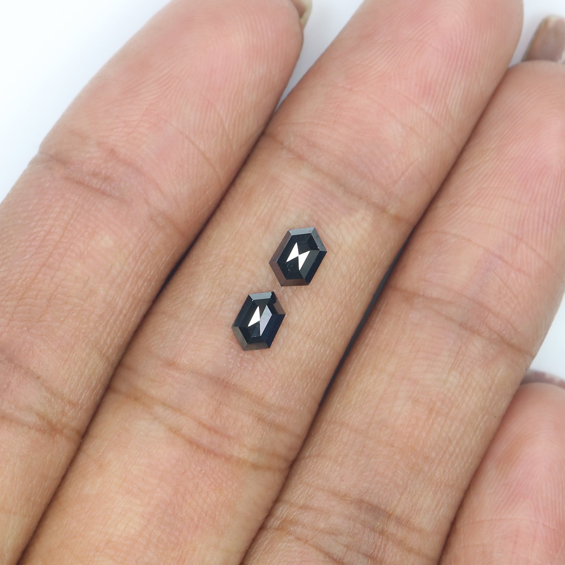 0.67 CT Natural Loose Hexagon Cut Pair Diamond Black Hexagon Cut Diamond 5.60 MM Natural Loose Black Color Hexagon Rose Cut Diamond QL2740
