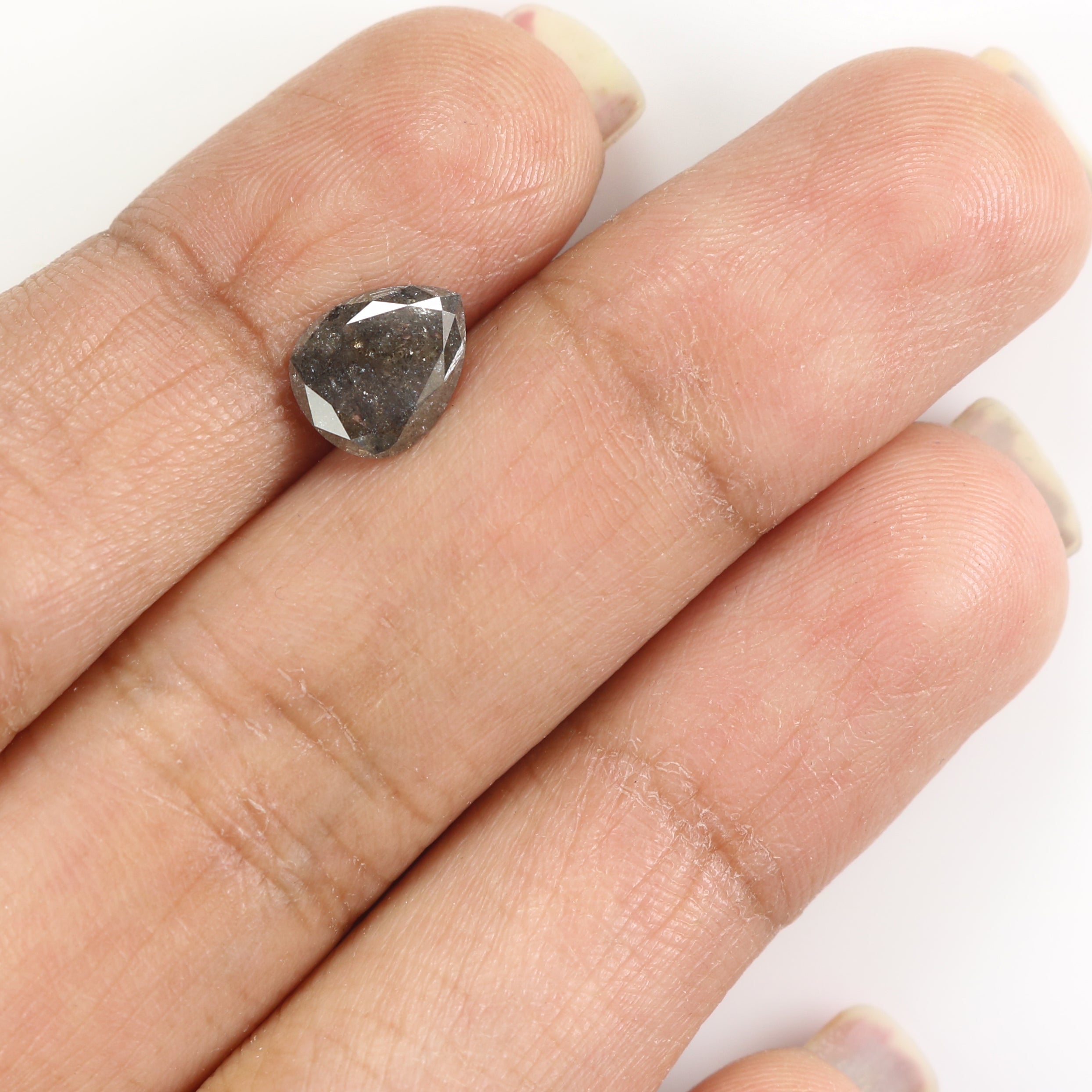 1.58 CT Natural Loose Pear Shape Diamond Salt And Pepper Pear Shape Diamond 8.45 MM Black Grey Color Pear Brilliant Cut Diamond QL1666