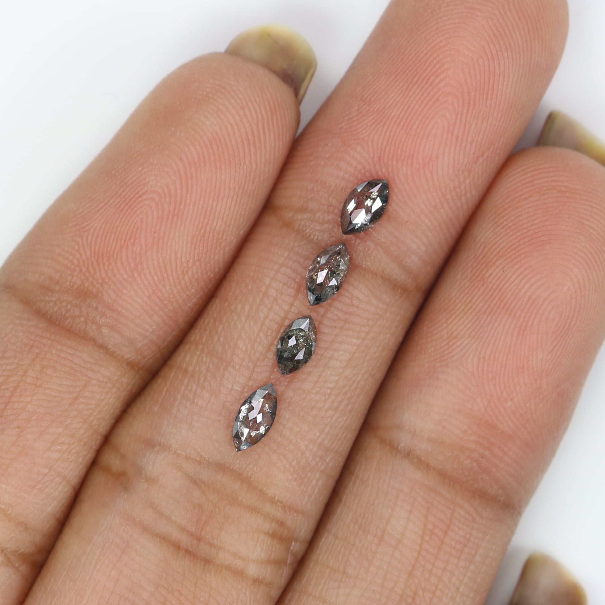 0.57 CT Natural Loose Marquise Shape Diamond Salt And Pepper Marquise Cut Diamond 5.10 MM Black Grey Color Marquise Rose Cut Diamond LQ2760