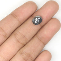 Natural Loose Oval Salt And Pepper Diamond Black Grey Color 2.30 CT 9.35 MM Oval Shape Rose Cut Diamond KDL1110
