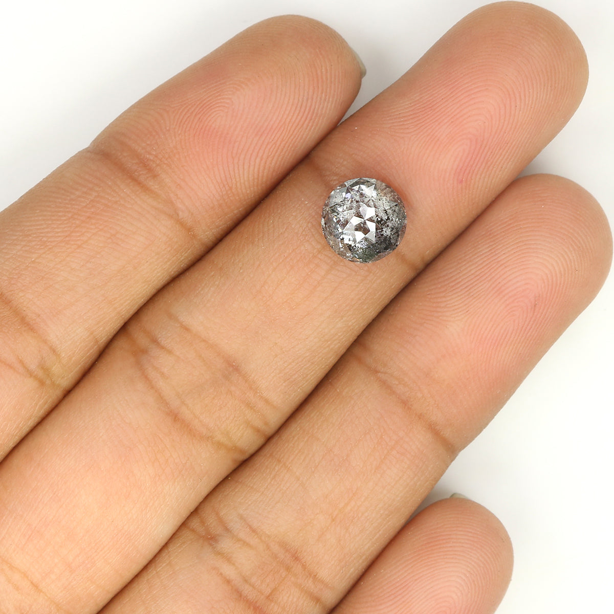 1.70 Ct Natural Loose Round Rose Cut Diamond Black Grey Color Rose Cut Diamond 7.30 MM Natural Loose Salt And Pepper Rose Cut Diamond QL882