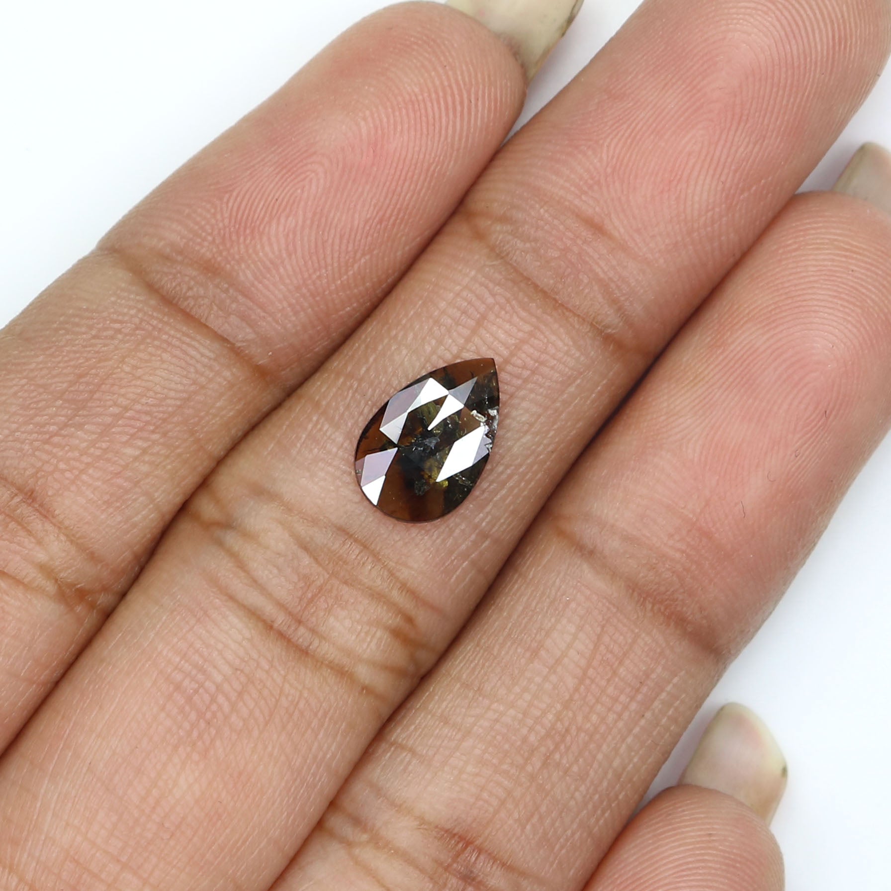 0.85 CT Natural Loose Pear Shape Diamond Brown Color Pear Cut Diamond 9.70 MM Natural Loose Grey Color Diamond Pear Rose Cut Diamond KQ1715