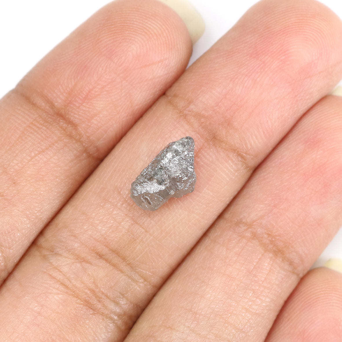 Natural Loose Rough Salt And Pepper Diamond Black Grey Color 2.17 CT 10.25 MM Rough Facet Shape Diamond KDK2479