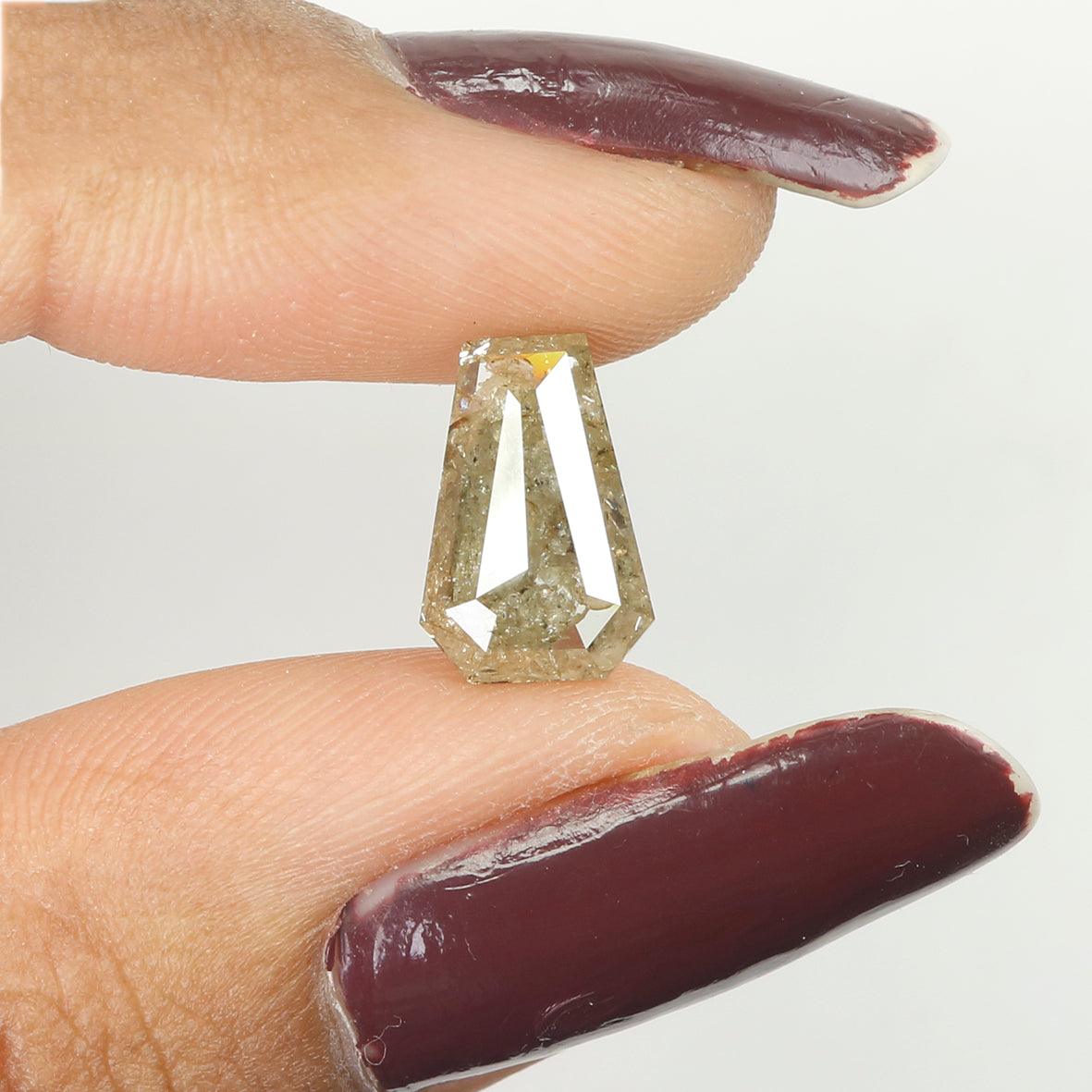2.61 CT Natural Loose Coffin Cut Diamond Grey Brown Color Coffin Shape Diamond 11.05 MM Natural Loose Diamond Coffin Rose Cut Diamond QL400