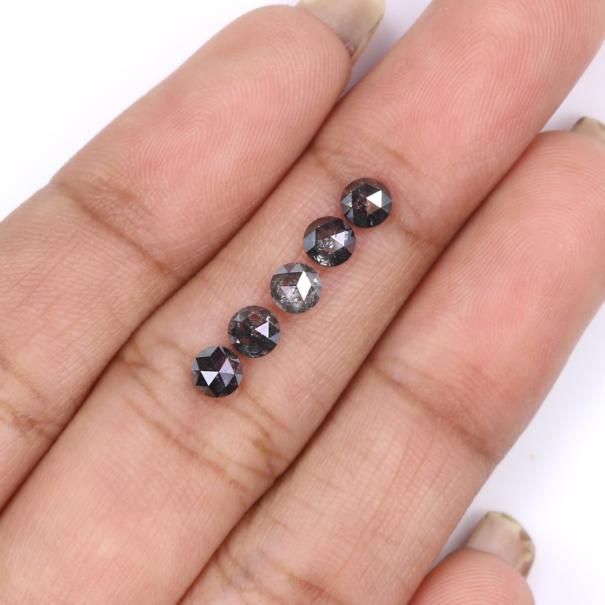 Natural Loose Rose Cut Salt And Pepper Diamond Black Grey Color 1.17 CT 3.70 MM Round Rose Cut Shape Diamond KDL7491
