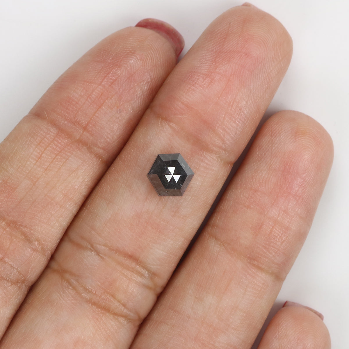 0.98 CT Natural Loose Hexagon Cut Diamond Salt And Pepper Hexagon Diamond 6.00 MM Natural Loose Black Grey Color Hexagon Cut Diamond KQ1458