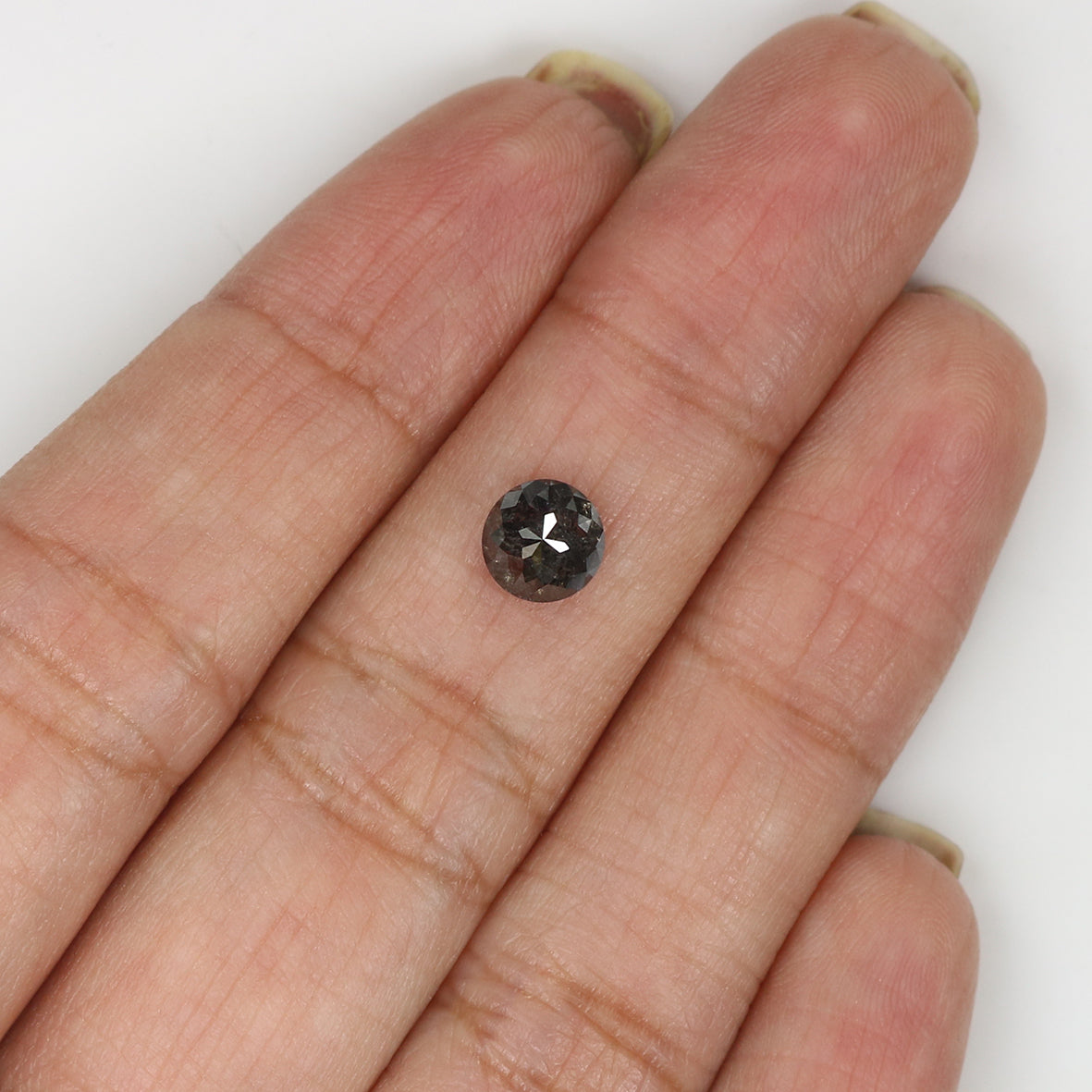1.06 Ct Natural Loose Round Rose Cut Diamond Salt and Pepper Round Shape Diamond 5.80 MM Natural Black Gray Color Rose Cut Diamond KQ2092