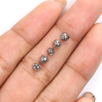 Natural Loose Hexagon Salt And Pepper Diamond Black Grey Color 1.24 CT 3.10 MM Hexagon Shape Rose Cut Diamond KDL7558