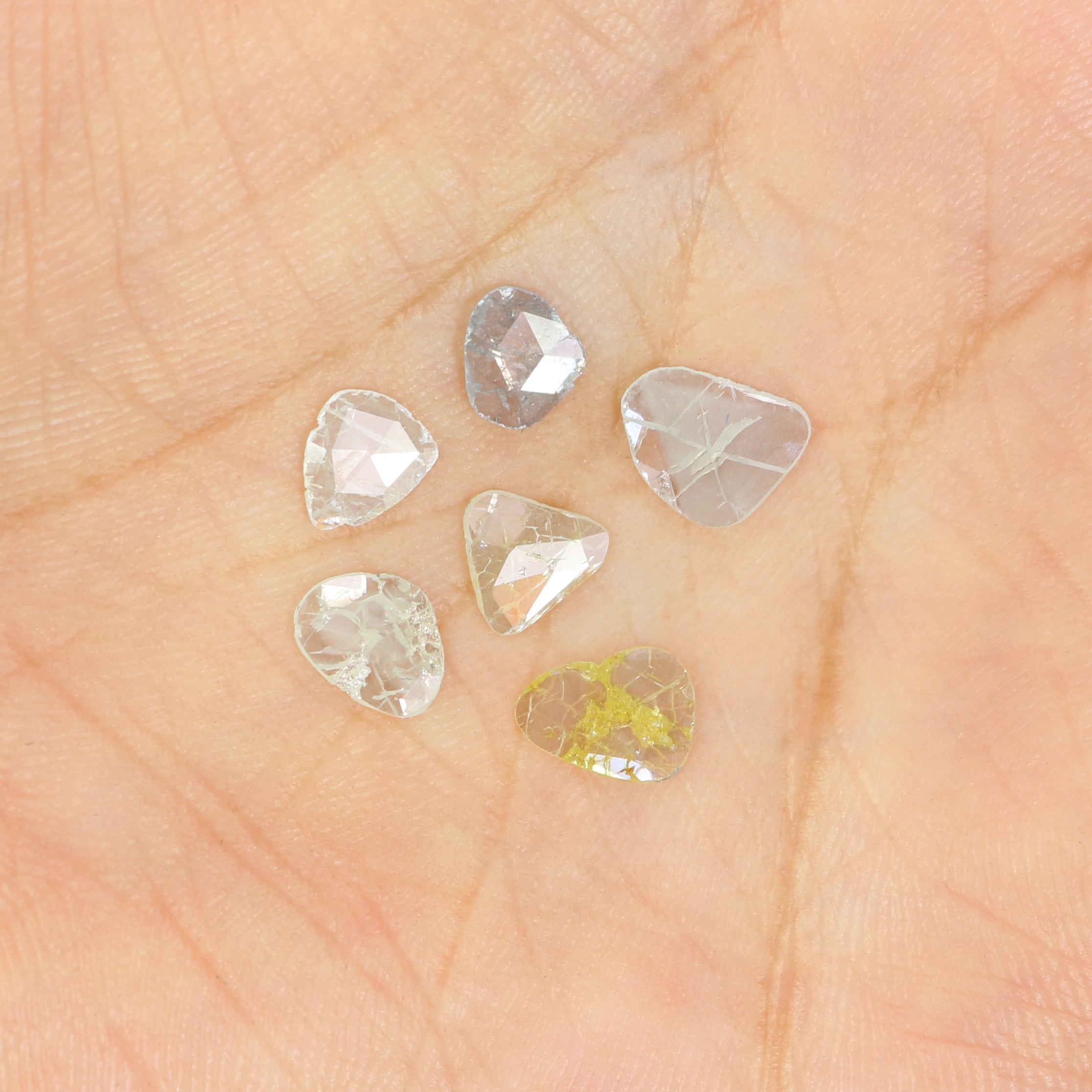 1.29 CT Natural Loose Slice Shape Diamond Yellow Color Slice Diamond 6.65 MM Natural Loose Grey Diamond Slice Irregular Cut Diamond LQ2621