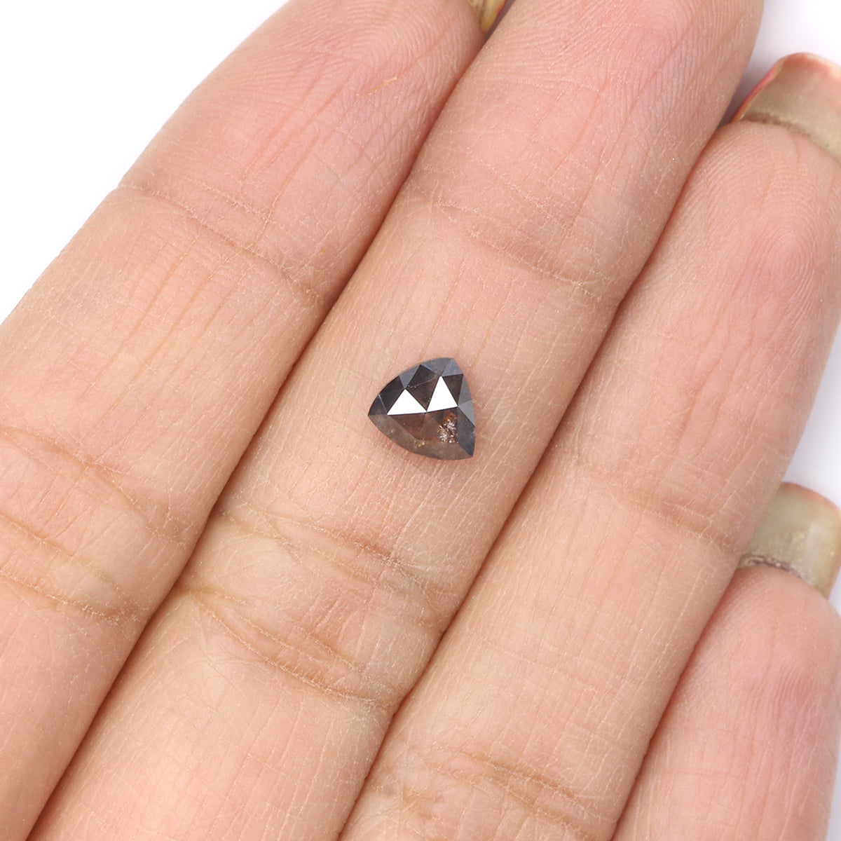 0.71 CT Natural Loose Triangle Shape Diamond Salt And Pepper Triangle Cut Diamond 6.05 MM Black Grey Color Triangle Rose Cut Diamond LQ8205