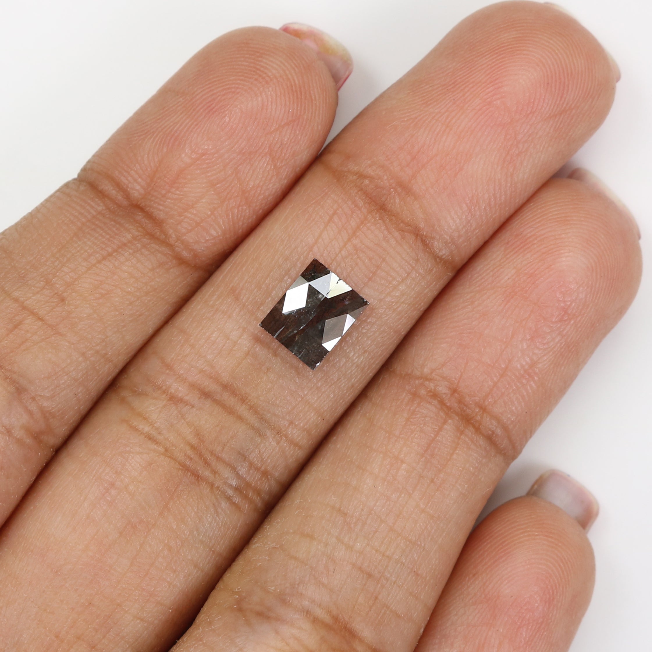 1.50 CT Natural Loose Square Shape Diamond Salt And Pepper Square Cut Diamond 6.85 MM Black Grey Color Square Shape Rose Cut Diamond QL1615