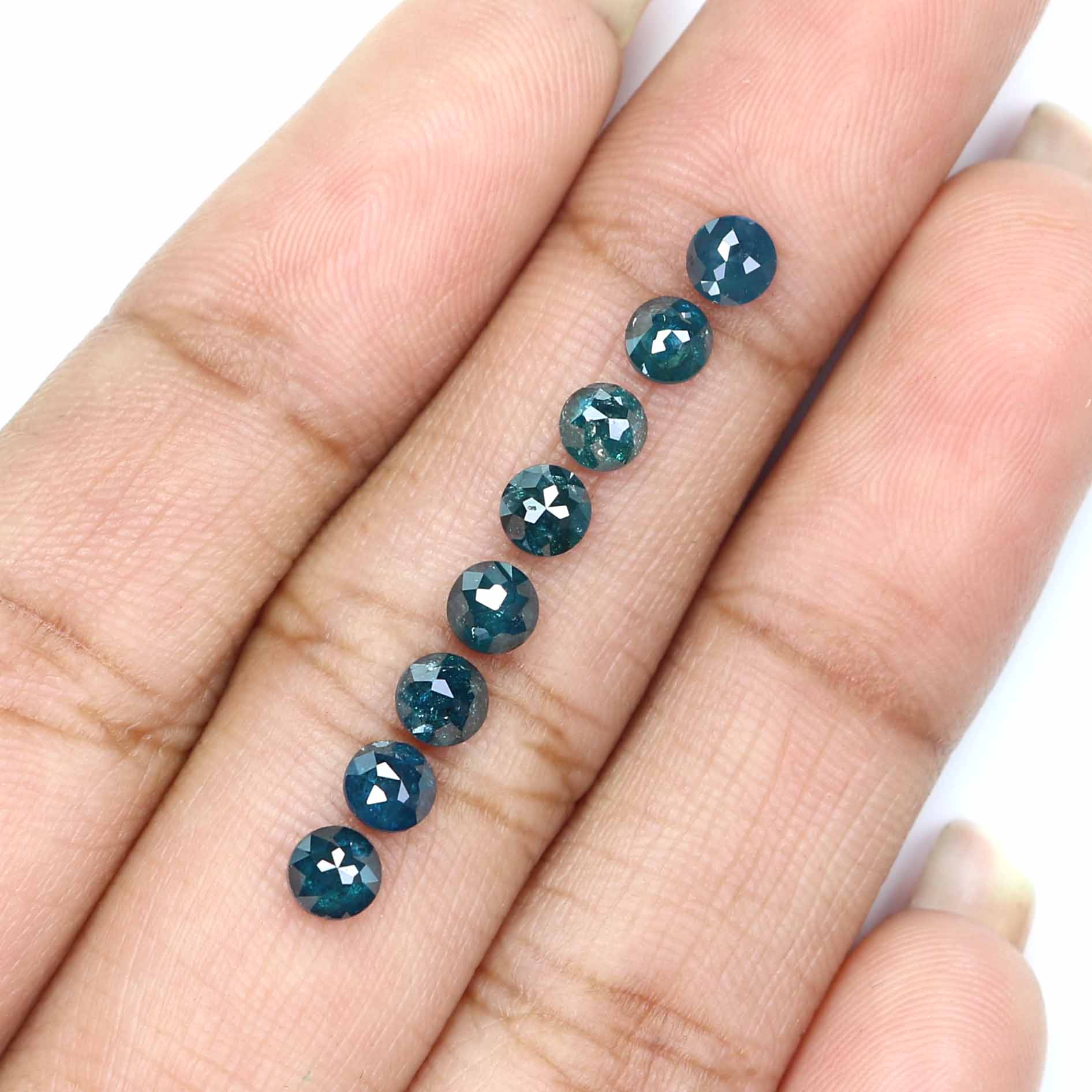 2.33 CT Natural Loose Round Rose Cut Diamond Blue Color Round Cut Diamond 3.65 MM Natural Blue Color Diamond Round Rose Cut Diamond KQ2546