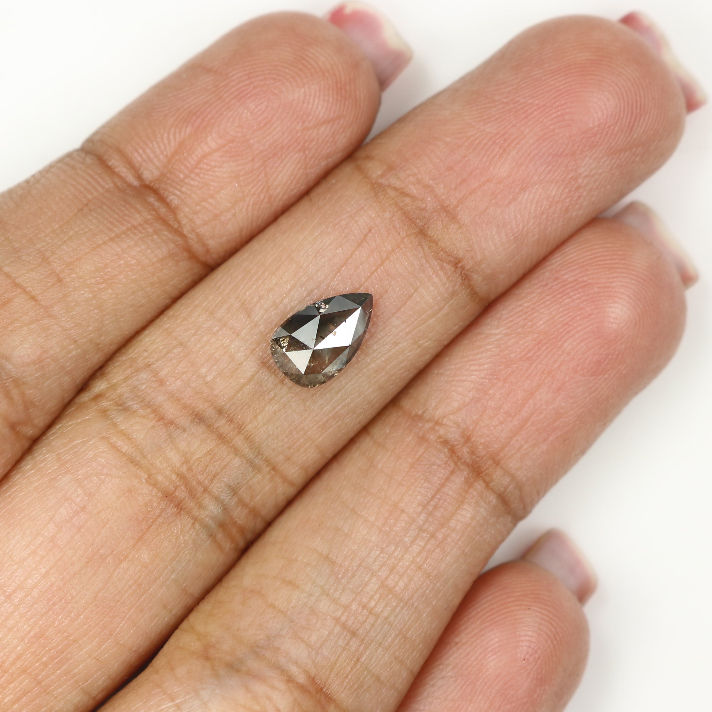 1.00 Ct Natural Loose Pear Shape Diamond Salt And Pepper Pear Cut Diamond 8.25 MM Natural Black Grey Diamond Pear Rose Cut Diamond LQ1564