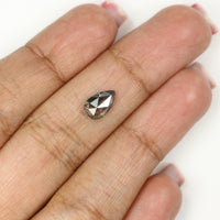 Natural Loose Pear Salt And Pepper Diamond Black Grey Color 1.00 CT 8.25 MM Pear Shape Rose Cut Diamond L1564