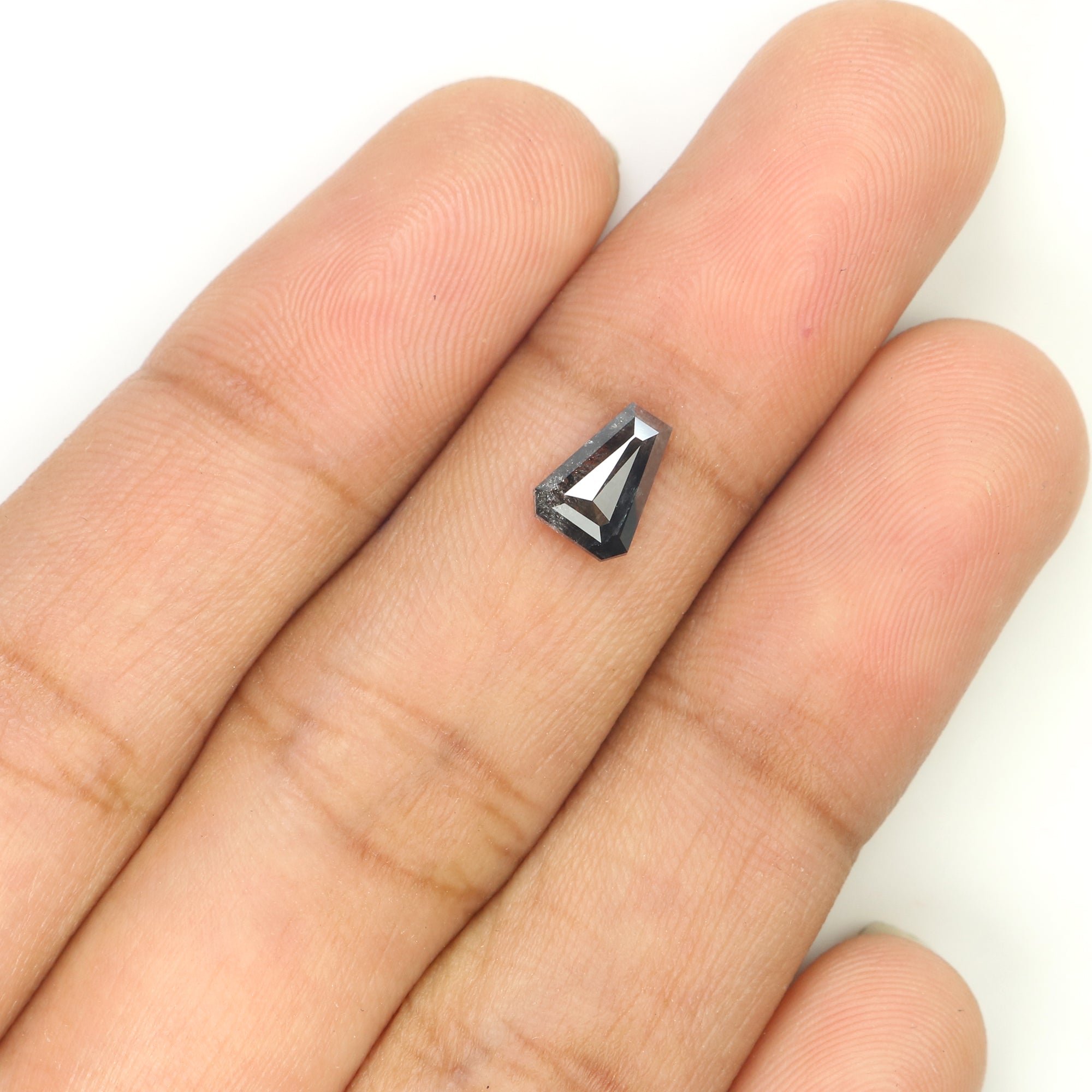 0.73 CT Natural Loose Coffin Shape Diamond Salt And Pepper Coffin Shape Diamond 7.15 MM Black Grey Color Coffin Rose Cut Diamond QL1297