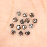 Natural Loose Round Rose Cut Salt And Pepper Diamond Black Grey Color 1.41 CT 2.70 MM Rose Cut Shape Diamond L1824
