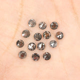 Natural Loose Round Rose Cut Salt And Pepper Diamond Black Grey Color 1.41 CT 2.70 MM Rose Cut Shape Diamond L1824