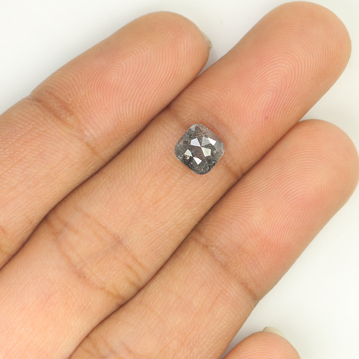 Natural Loose Cushion Salt And Pepper Diamond Black Grey Color 1.02 CT 5.65 MM Cushion Shape Rose Cut Diamond L1219